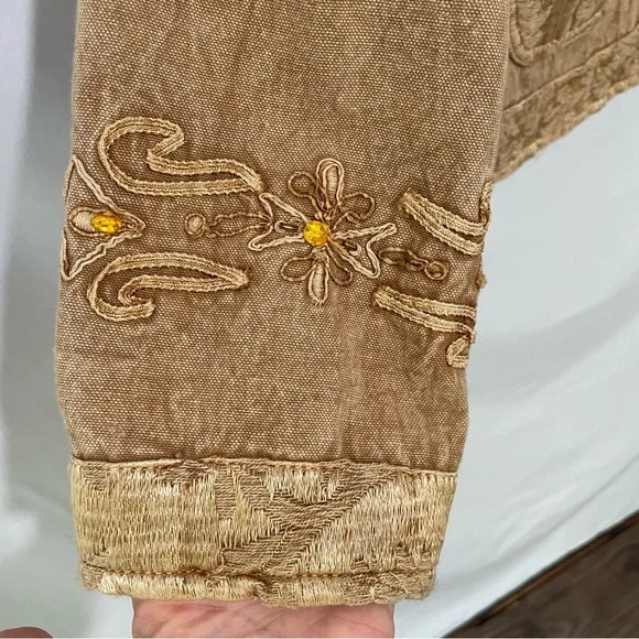 Flashback Women's Embroidered Brown Jean Jacket - Picture 7 of 13